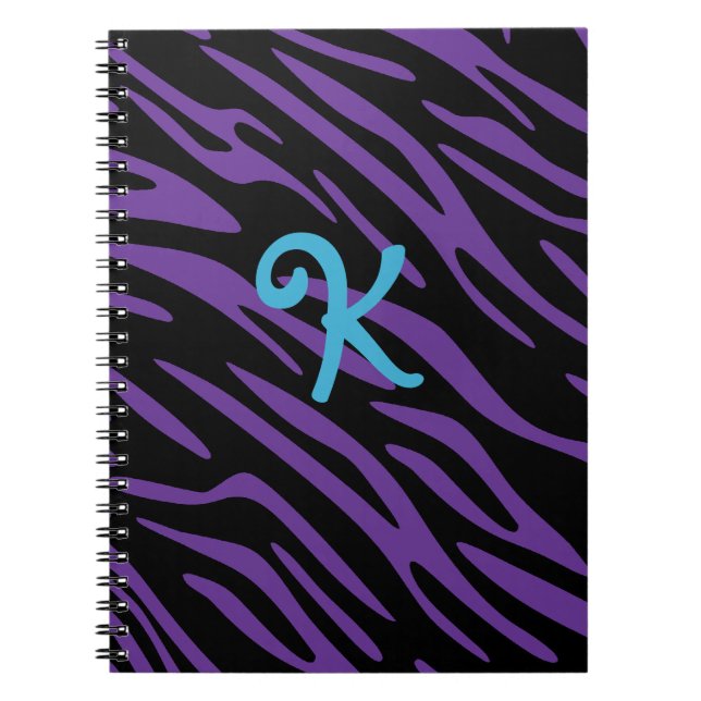 Purple Zebra Stripe Monogram Notebook (Front)