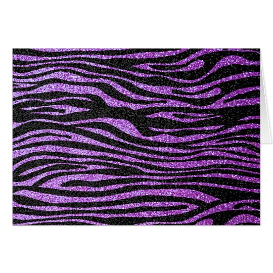 Purple Zebra stripe pattern (faux glitter bling) Card