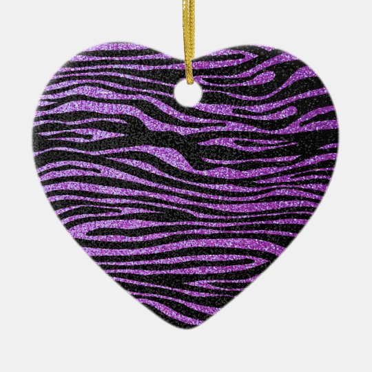 Purple Zebra stripe pattern (faux glitter bling) Ceramic Ornament