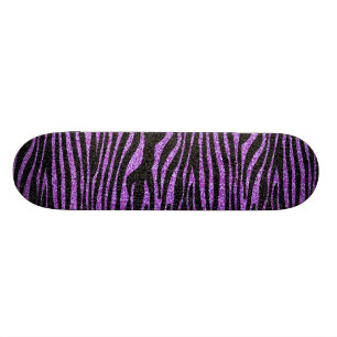 Purple Zebra stripe pattern (faux glitter bling) Skateboard Deck