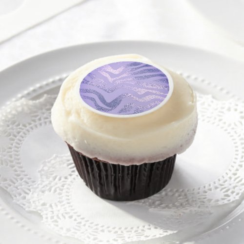 Purple zebra striped animal print pattern edible frosting rounds