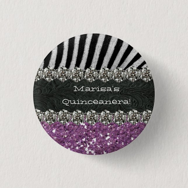 Purple Zebra Stripes Celebration Button (Front)