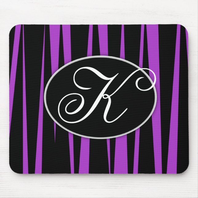 Purple Zebra Stripes Monogrammed Mousepads (Front)