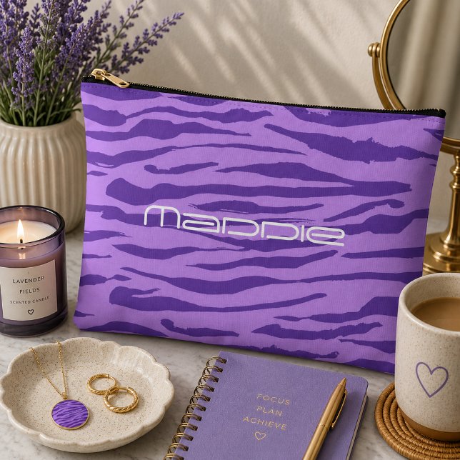 Purple Zebra Stripes Pattern  Accessory Pouch (Creator Uploaded)