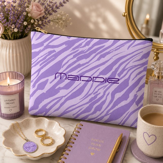 Purple Zebra Stripes Pattern  Accessory Pouch (Creator Uploaded)