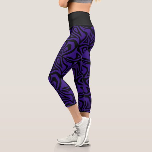 Purple Zebra Stripes Womens Capris Leggings