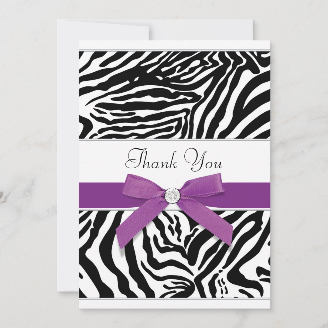 Purple Zebra Thank You Card | Zazzle