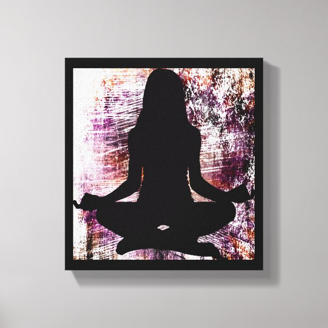 Purple Zen Woman Doing Yoga Meditation Canvas Print (Front)