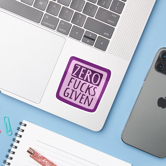 Purple Zero F*s Given Sticker (Laptop w/ iPhone)