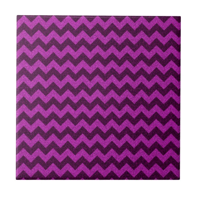Purple Zig Zag Glitter Ceramic Tile (Front)