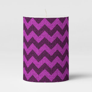 Purple Zig Zag Glitter Pillar Candle