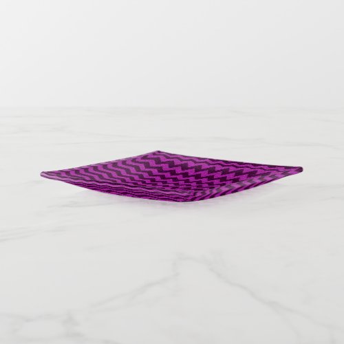 Purple Zig Zag Glitter Trinket Tray