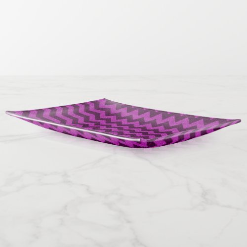 Purple Zig Zag Glitter Trinket Tray