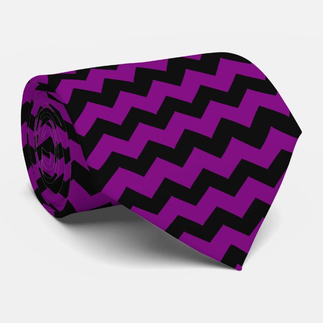 Purple Zig Zag Stripe Any Colour Background Neck Tie (Rolled)