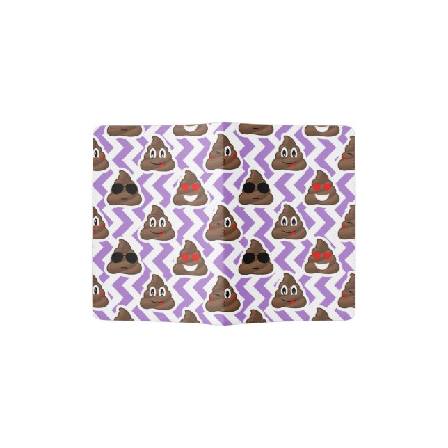 Purple Zig Zagged Poop Emoji Pattern Passport Holder (Opened)