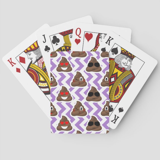 Purple Zig Zagged Poop Emoji Pattern Poker Cards (Back)