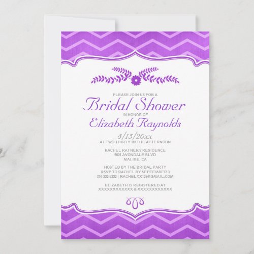 Purple Zigzag Bridal Shower Invitations