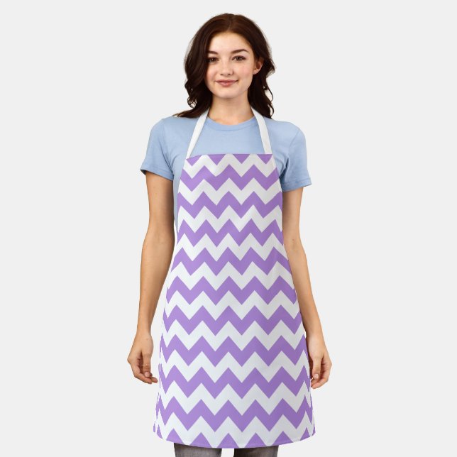 Purple Zigzag, Purple Chevron, Geometric Pattern Apron (Worn)