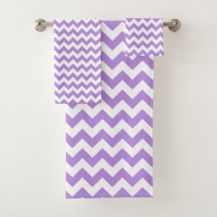 Purple Zigzag, Purple Chevron, Geometric Pattern Bath Towel Set