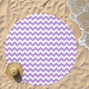 Purple Zigzag, Purple Chevron, Geometric Pattern Beach Towel