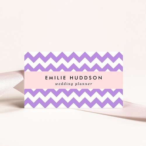 Purple Zigzag Purple Chevron Geometric Pattern Business Card