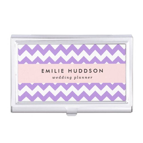 Purple Zigzag Purple Chevron Geometric Pattern Business Card Case