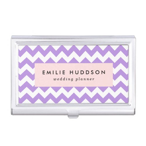 Purple Zigzag Purple Chevron Geometric Pattern Business Card Case