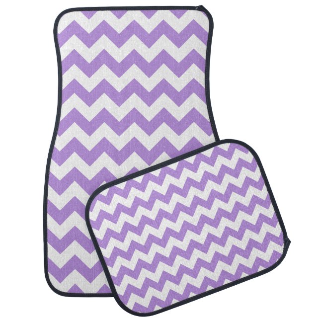 Purple Zigzag, Purple Chevron, Geometric Pattern Car Floor Mat (Set)