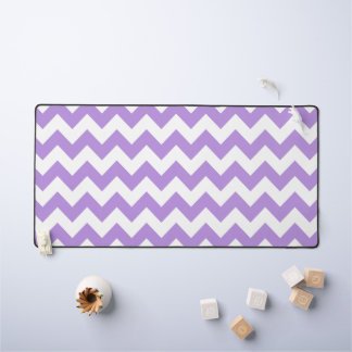 Purple Zigzag, Purple Chevron, Geometric Pattern Desk Mat