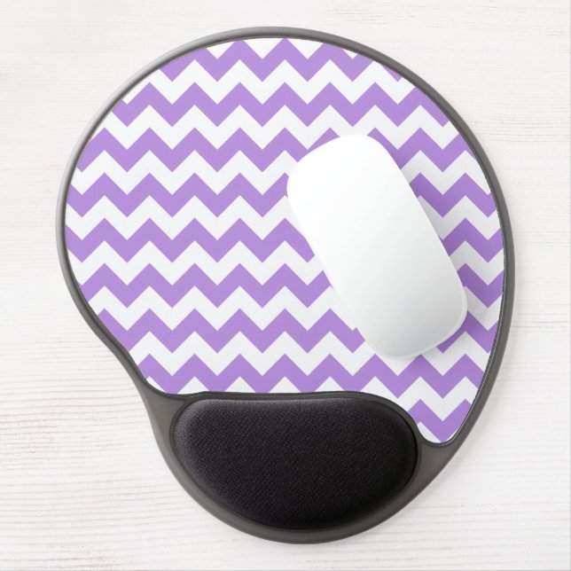 Purple Zigzag, Purple Chevron, Geometric Pattern Gel Mouse Pad (Left Side)
