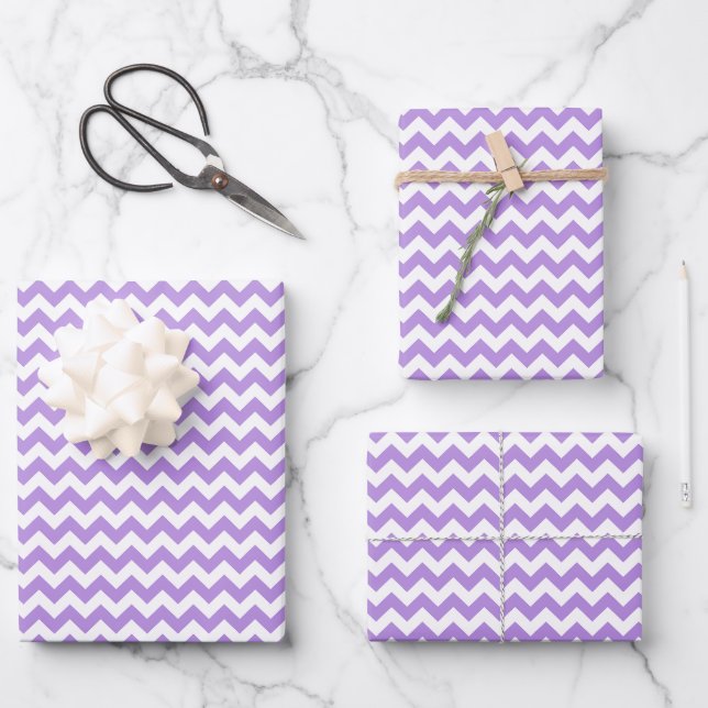 Purple Zigzag, Purple Chevron, Geometric Pattern Wrapping Paper Sheets (Front)