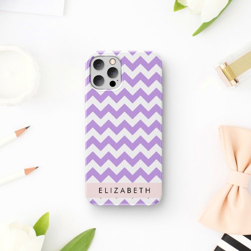 Purple Zigzag Purple Chevron Your Name iPhone 12 Pro Case