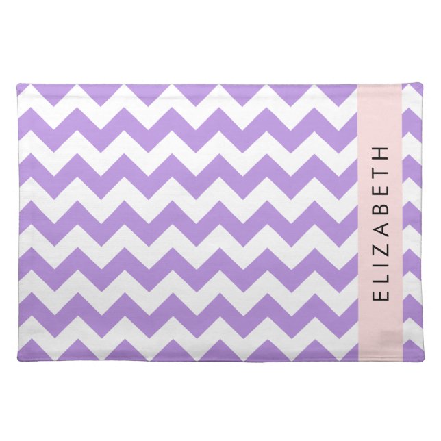 Purple Zigzag, Purple Chevron, Your Name Cloth Placemat (Front)