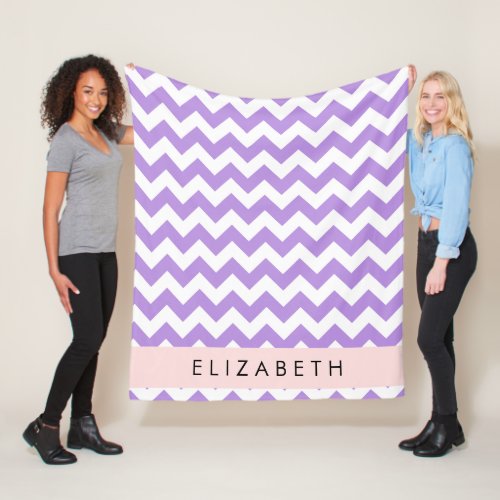 Purple Zigzag Purple Chevron Your Name Fleece Blanket