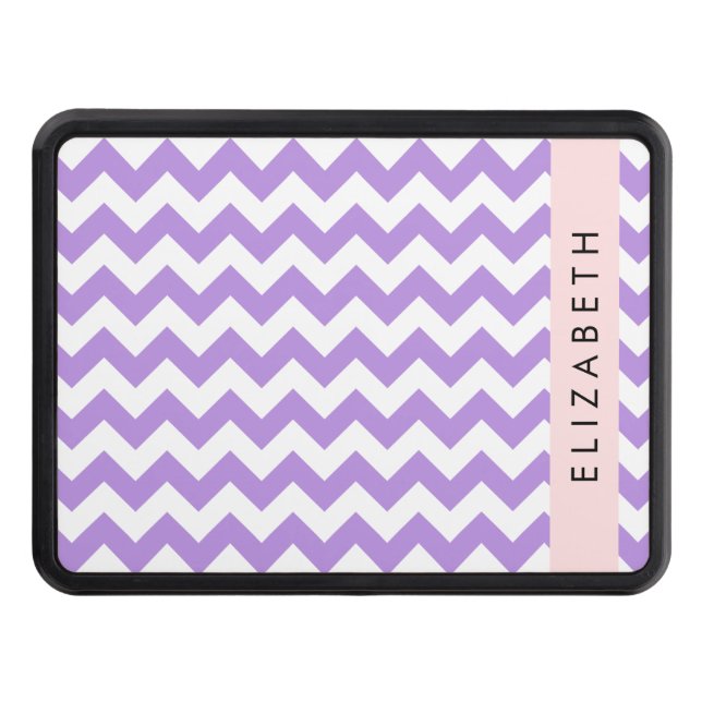 Purple Zigzag, Purple Chevron, Your Name Hitch Cover (Front)