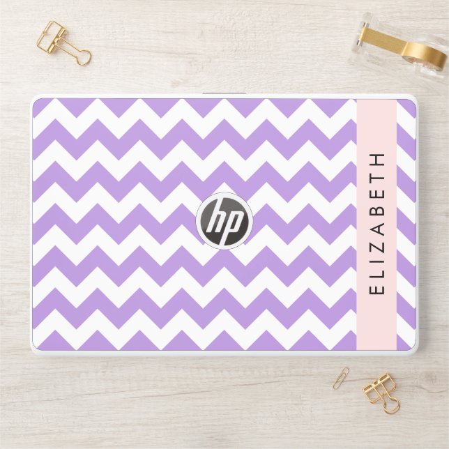 Purple Zigzag, Purple Chevron, Your Name HP Laptop Skin (Desk)