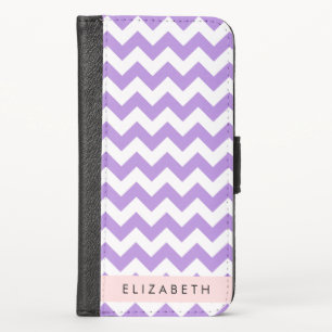 Purple Zigzag, Purple Chevron, Your Name iPhone X Wallet Case