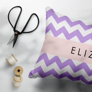 Purple Zigzag, Purple Chevron, Your Name Pet Bed