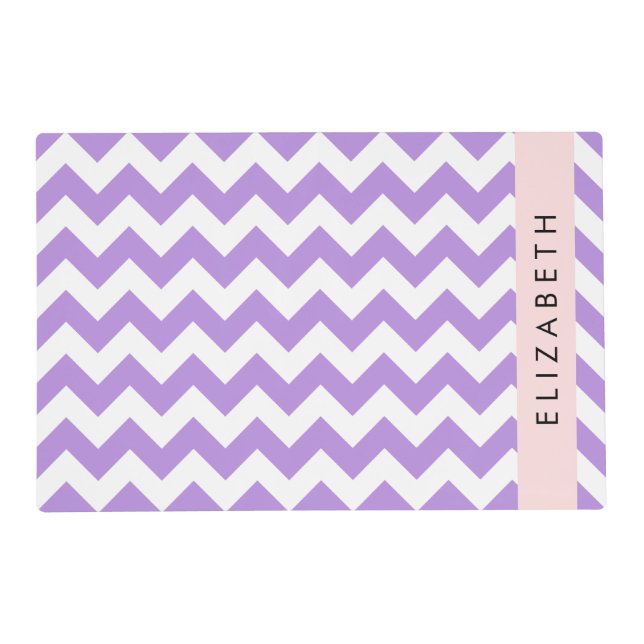 Purple Zigzag, Purple Chevron, Your Name Placemat (Front)