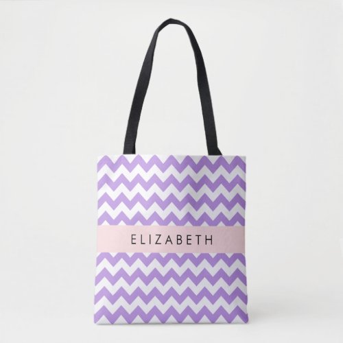 Purple Zigzag Purple Chevron Your Name Tote Bag