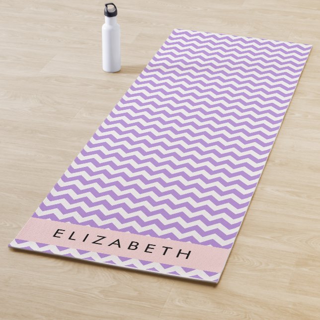 Purple Zigzag, Purple Chevron, Your Name Yoga Mat (In Situ)