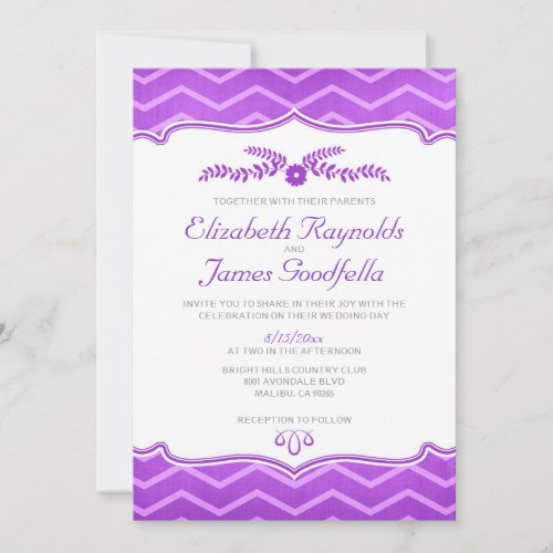 Purple Zigzag Wedding Invitations