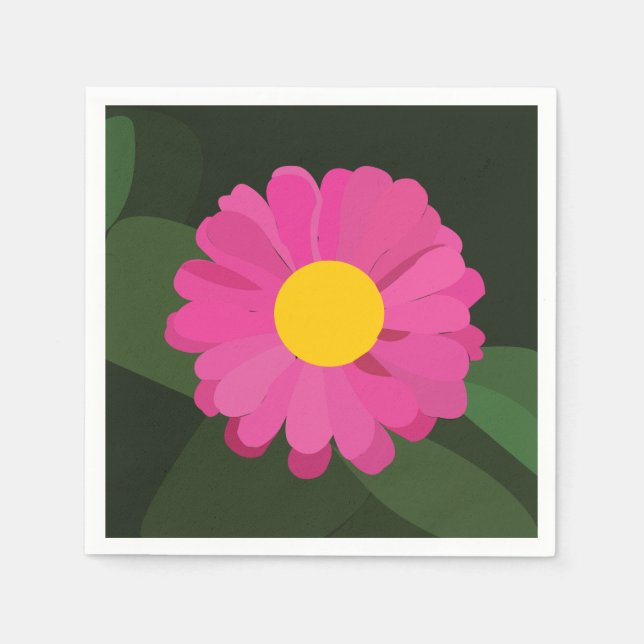 Purple Zinnia Flower Floral Party Napkins (Front)