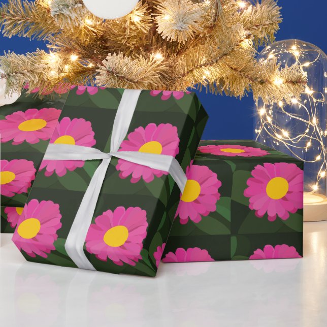 Purple Zinnia Flower Floral Wrapping Paper (Holidays)