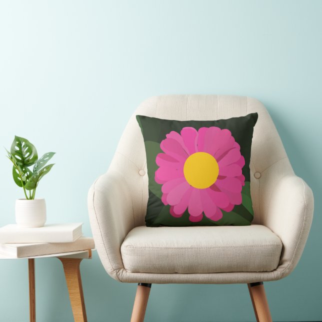Purple Zinnia Flower  Throw Pillow (Chair)