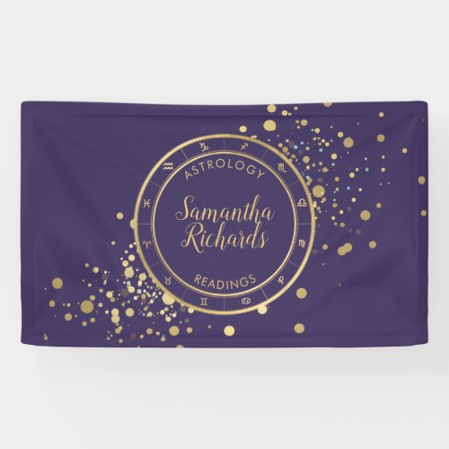 Purple Zodiac Astrology Gold Stars Banner