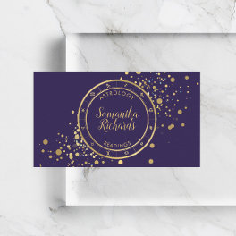 Purple Zodiac Astrology Gold Stars Business Card