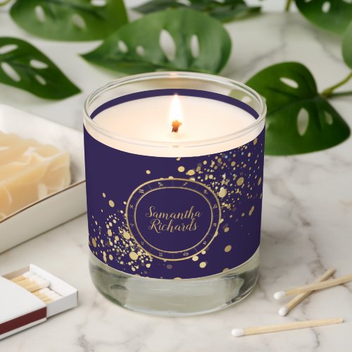 Purple Zodiac Astrology Gold Stars Scented Candle