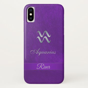 Purple Zodiac Sign Aquarius Iphone X Case by UROCKSymbology at Zazzle