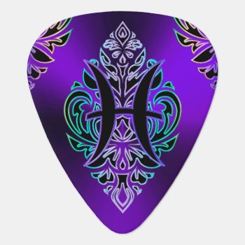 Purple Zodiac Sign Pisces Tribal Guitar Pick by UROCKSymbology at Zazzle